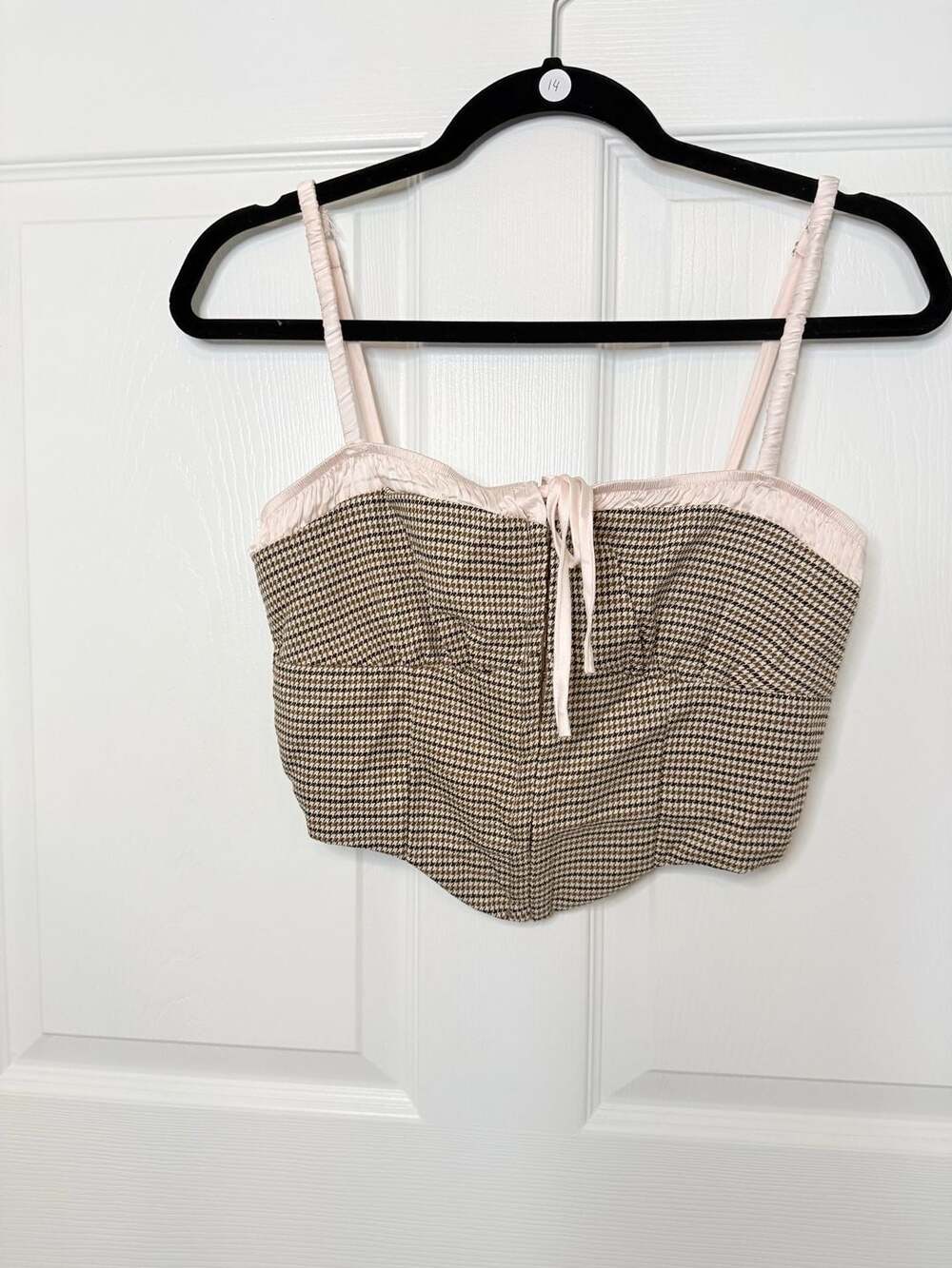 Forever 21 Woven Bustier Corset Top in Brown/Multi Gingham
